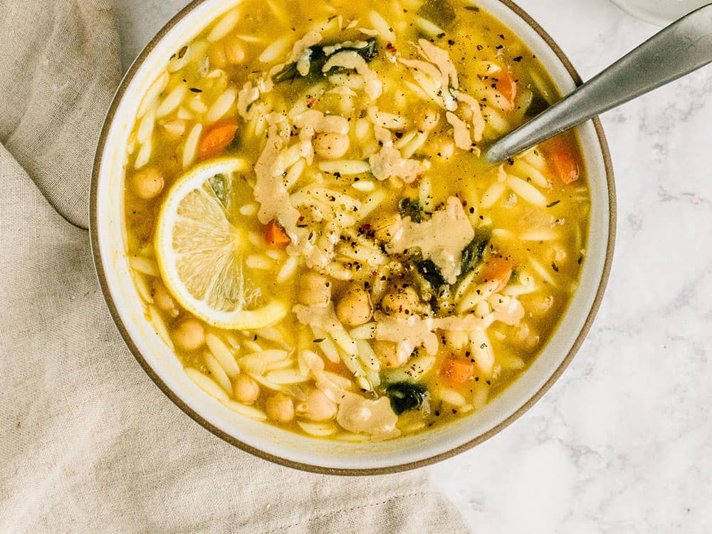 Lemon Chickpea Orzo Soup