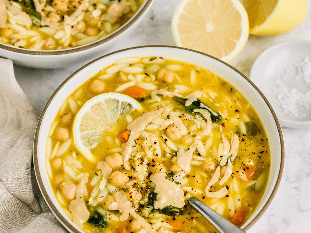 Lemon Chickpea Orzo Soup